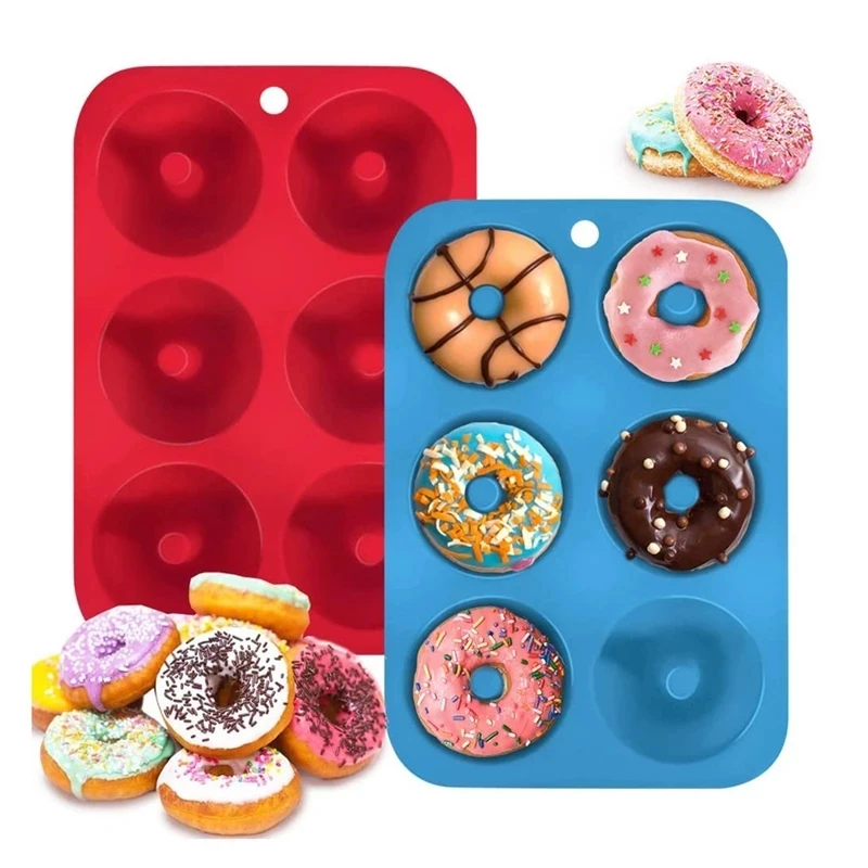 Kitchen Baking Utensils - 6 Holes Silicone Donut Mold Baking
