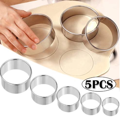 Kitchen Baking Utensils - 5PCS Round Stainless Steel Biscuit Mold