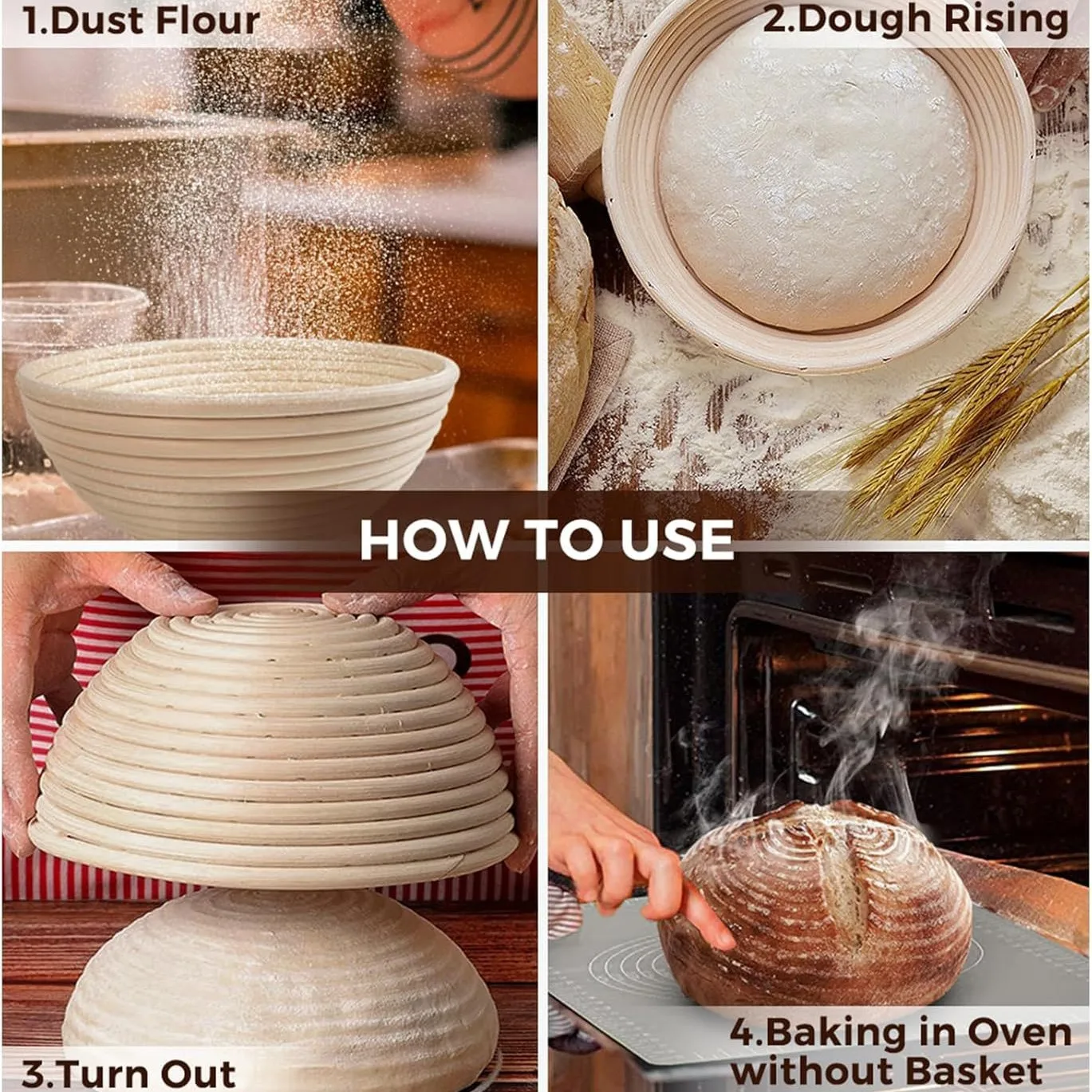 Non-Stick Bread Proofing Set - - Proofing Basket Banneton 评论和价格