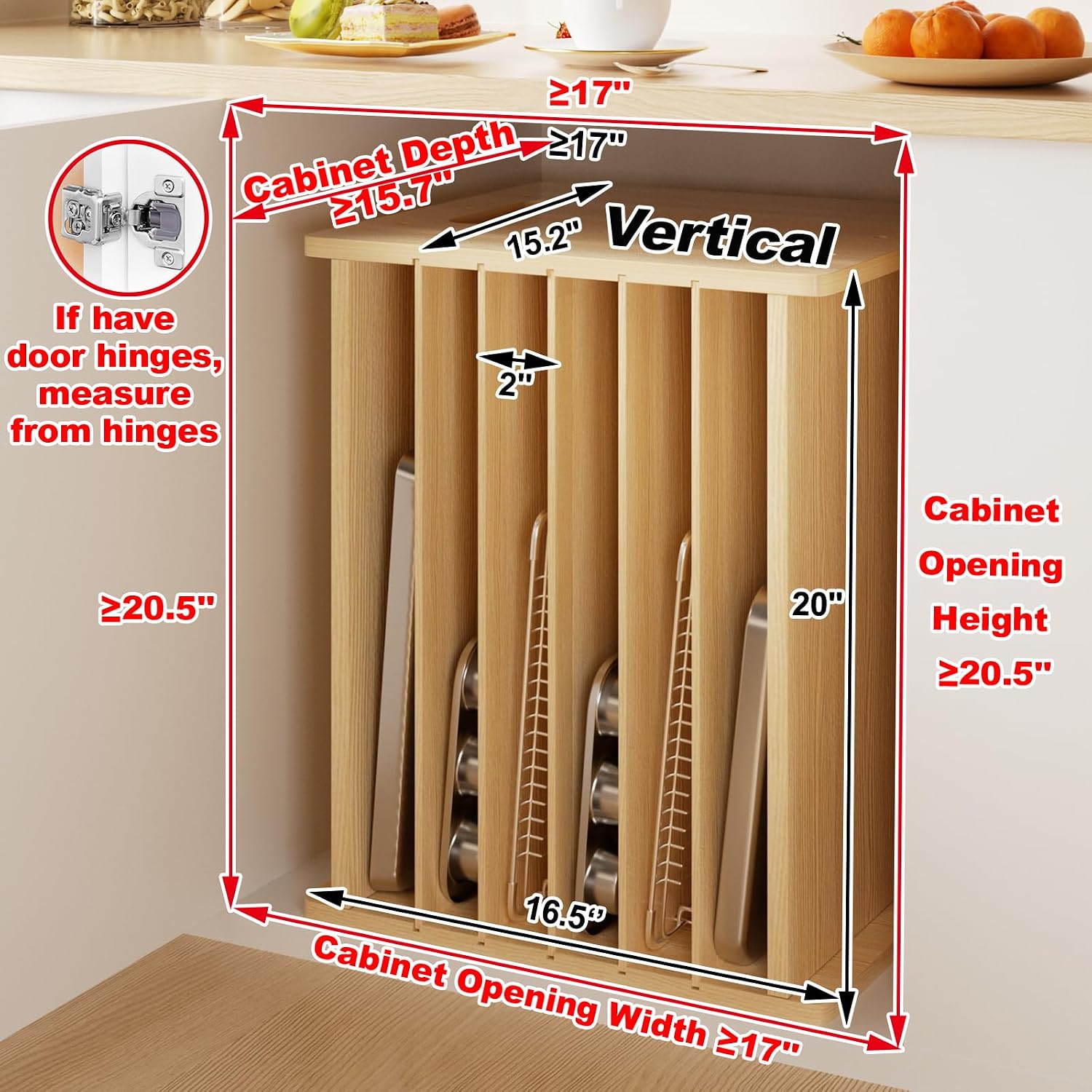 Wooden Bakeware Tray Divider O - Kitchen Baking Sheet Organizer 评论和价格