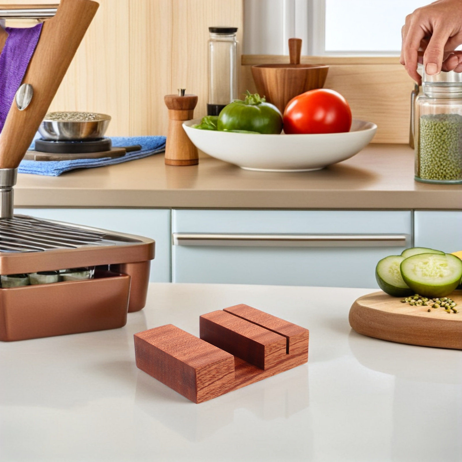 Wooden Pot Lid Holder Freestan - Kitchen Baking Sheet Organizer 评论和价格