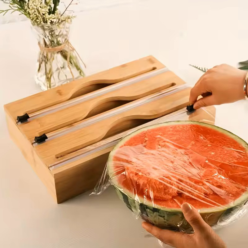 3 In 1 Bamboo Foil Cling Film  - Kitchen Baking Tray Organizer 评论和价格