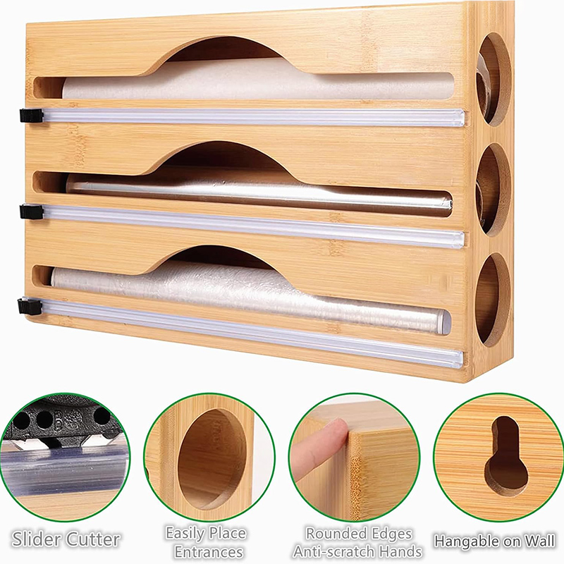 3 In 1 Bamboo Foil Cling Film  - Kitchen Baking Tray Organizer 评论和价格