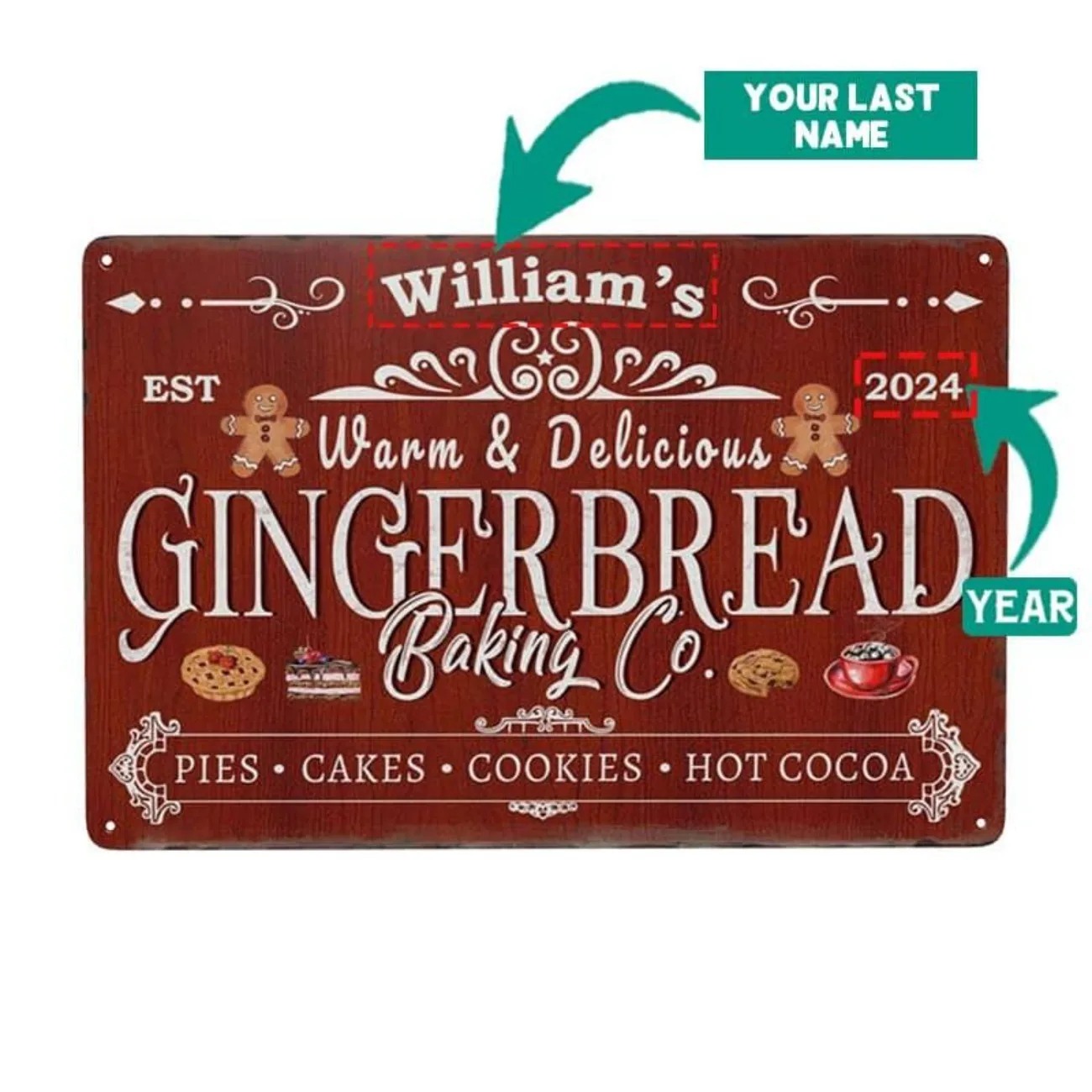 1pc Personalized Gingerbread B - Kitchen Baking Decor 评论和价格