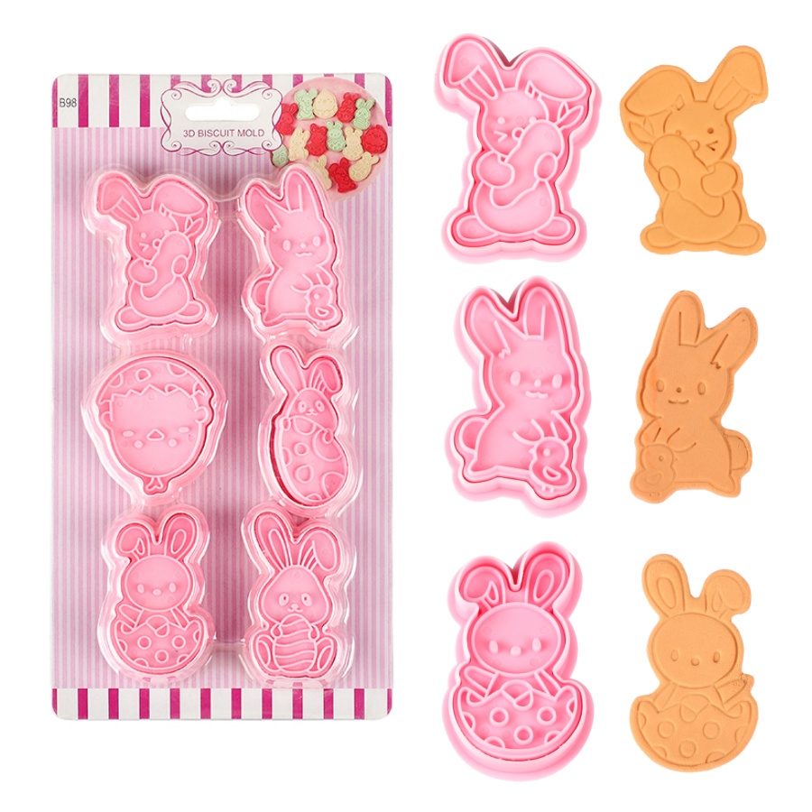 6pcs/Set Easter Bunny Cookie C - Kitchen Baking Decor 评论和价格