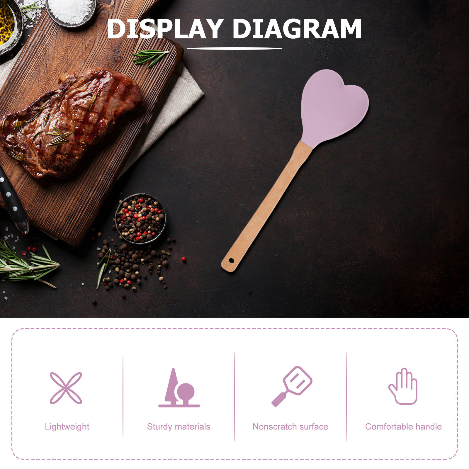 Heart-Shaped Silicone Spatula  - Kitchen Baking Utensils 评论和价格