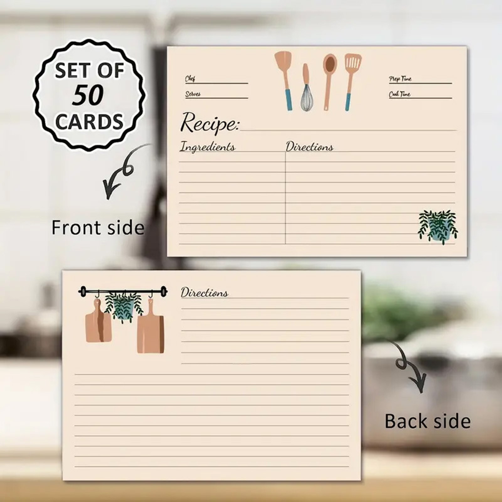 50 Sheets Recipe Cards for Bin - Kitchen Baking Sheet Organizer 评论和价格